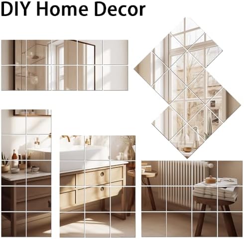 Vlush Home Gym Mirror Tiles 11'' x 11'' x 12PCS Adhesive Full Body & Full Length Mirror Wall Mounted Mirrors Decorative for Home Gym, Door, Bedroom & Bathroom - Image 2