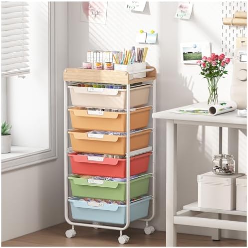 SYKIARIOL Rolling Cart with 6 Drawers,Craft Organizer and Storage,Rainbow by SYKIARIOL