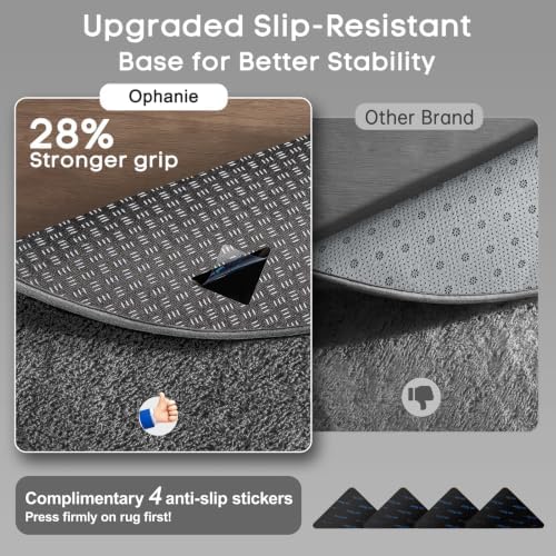 Ophanie 3x5 Oval Rug, Bedside Preppy Dorm Area Rug, College Essentials Non Slip Grey Small Carpets for Bedroom, Anti Slip Fluffy Gray Living Room Rugs Decor, Nursery with Over 99 pcs Pile fibers - Image 4