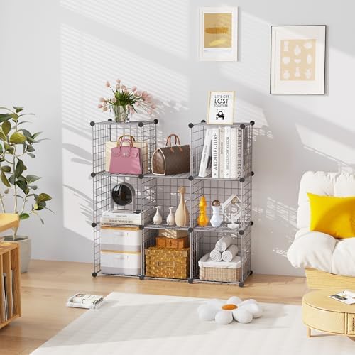 C&AHOME Wire Cube Storage, 9 - Cube Organizer Metal C Grids, Silver Gray - Image 4