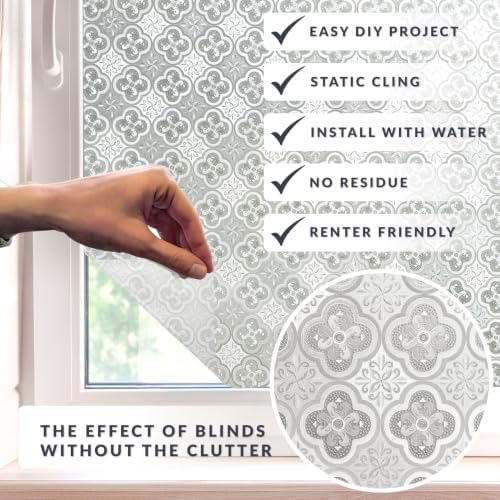 Clover Window Privacy Film by Artscape - Decorative Textured Glass Design, Static Cling, Blocks Views, Not Light, UV Protection, Non-Adhesive Water-Applied Installation - 35.43 x 72 Inch - Image 2
