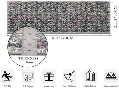 Lahome Moroccan Hallway Rug, 2'5''x8' Washable Kitchen Runner Rugs Non Skid - Image 2