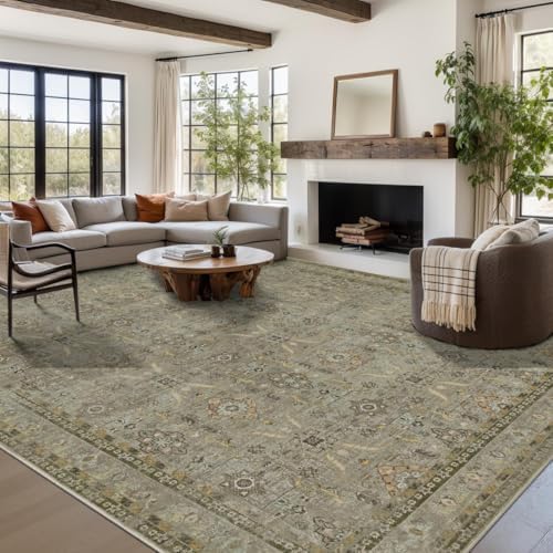 Rugxara 9x12 Area Rugs for Living Room Large Washable Rug, Olive Green - Image 3