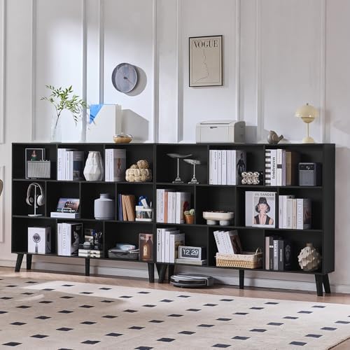 LEYAOYAO 10 Cube Bookshelf, Mid-Century Modern Book Shelf with Legs, Black - Image 6