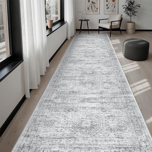 Soalmost Washable Hallway Runner Rug 3x12 Kitchen Entry Rugs Non-Slip, Grey - Image 4