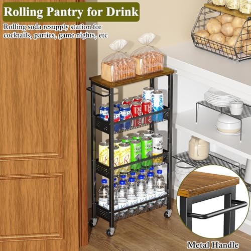 OKZEST 4-Tier Slim Rolling Storage Cart for Kitchen, Laundry Room, Bathroom - Image 6