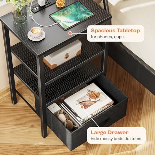 SUPERJARE Nightstand Set of 2 with Charging Station, USB-C Port, End Tables - Image 5