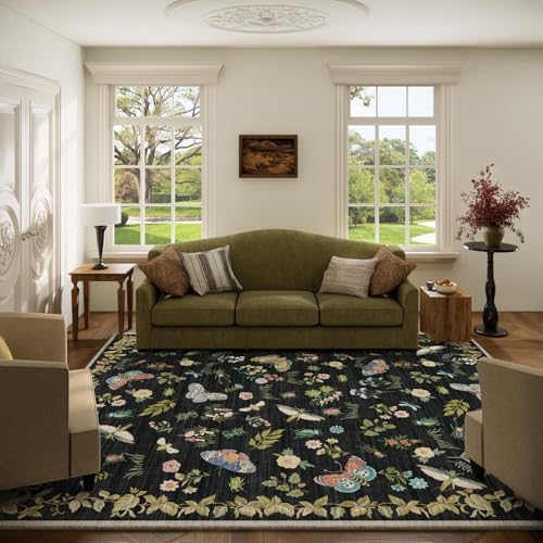 Machine Washable Rug for Living Room: 5x7 Area Rugs Vintage Rugs Stain Resistant Non Slip Low Pile Lightweight Soft Carpets for Bedroom Kitchen Dining Room Nursery Kids Room Farmhouse Home Office by palohom