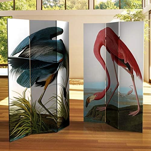 Red Lantern 6 ft. Tall Double Sided Audubon Heron & Flamingo Canvas Room Divider 3 Panel Freestanding Folding Privacy Screen, Partition, and Separator for Modern and Contemporary Bedroom, Home Office - Image 6