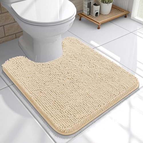 OLANLY Toilet Rugs U-Shaped 20x20, Soft Absorbent Chenille Contour Rugs by OLANLY