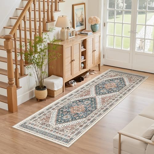 Madane Washable Runner Rug 2x6 Runners for Hallways Non Slip, Navy Blue by Madane