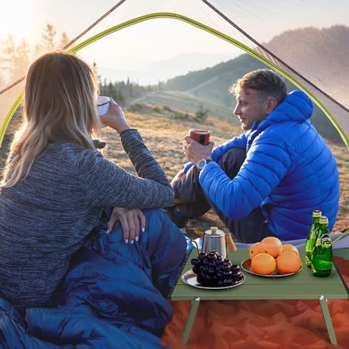 Small Folding Camping Table, Mini Low Portable Beach Tables, Green - Image 6