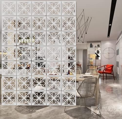 White Hanging Room Divider,12 Pieces Wood-Plastic DIY Panel Screens Partition Wall Dividers Room Decoration with All Accessories 11.4x11.4 Inch - Image 2