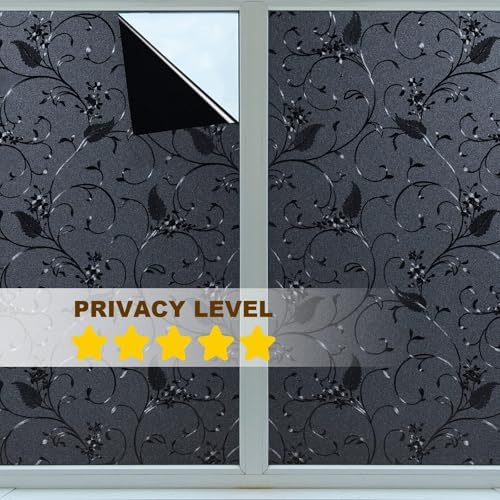 Niviy Static Cling Total Blackout Non-Adhesive Window Film Black Out Windows Covers Bathroom Door Glass Decoration Window Film Privacy Covering (Black, 41.2"x 78.7") - Image 6