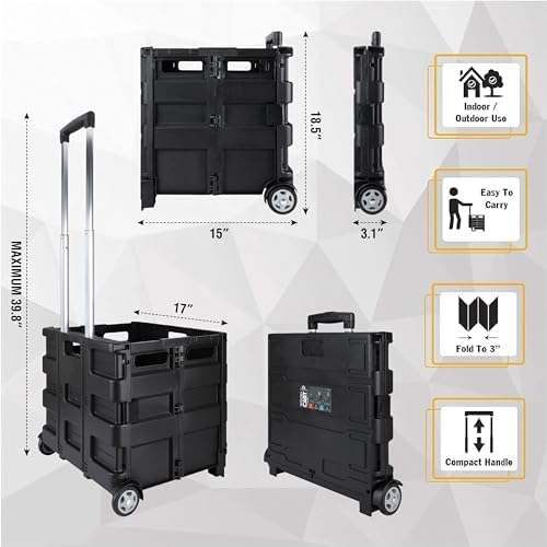 Olympia Tools 85-010 Grand Pack-N-Roll Portable Tools Carrier with Telescopic Handle, 80 Lb. Load Capacity, Black 2025 New Version - Image 3