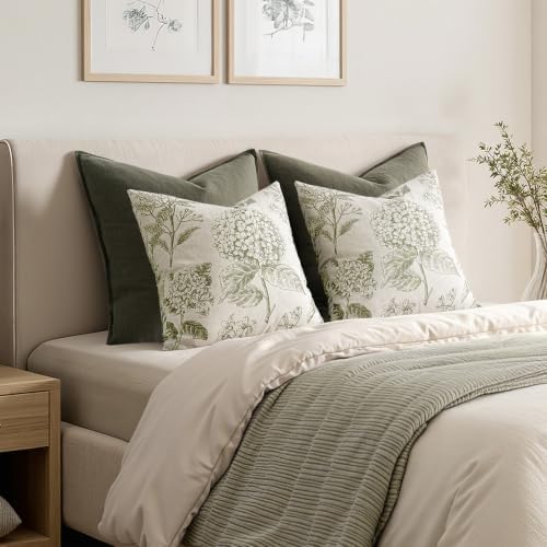 Set of 2 Lumbar Floral Pillow Covers 12x20 Inch Light Green - Image 6