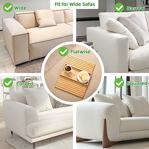 GEHE Bamboo Sofa Arm Tray, Foldable Couch Arm Tray Side Table, Anti-Falling Armrest Tables Cup Holder for Snacks, Drinks, Beers, Phone, Control, Flexible and Portable, Anti-Slip - Image 6