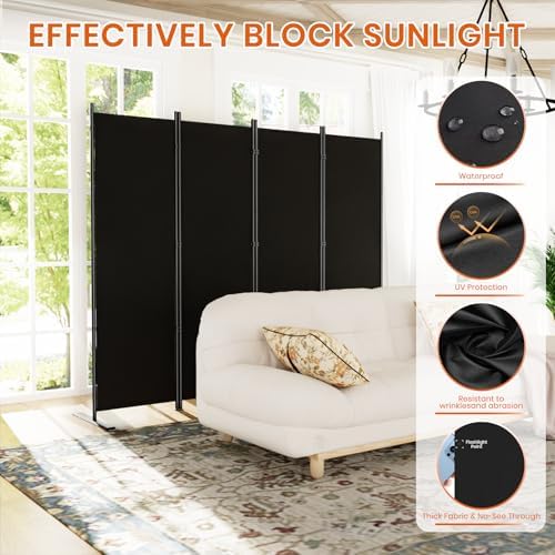 SUNALLY Room Divider Privacy Screens, 8 Panel Divider for Separation, Black - Image 3