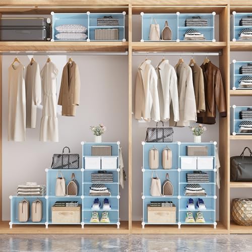 AWTATOS Closet Organizer 8 Cube Storage Shelves, Blue - Image 6