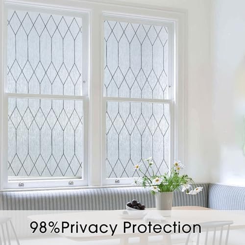 Window Privacy Film, Moroccan Pattern Static Cling, Rain, 23.6" x 394" - Image 2