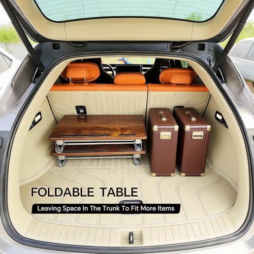 No Assembly Folding TV Tray Table C-Shaped Couch End Table with Cup Holder & Device Slots, Extra Wide Portable Laptop Desk for Eating, Working, Bed, Sofa, Rustic Wood - Image 3