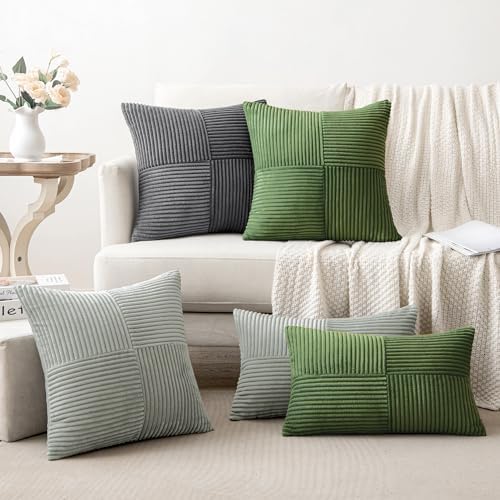 MIULEE Moss Green Decorative Euro Sham Pillow Covers 24x24 Inch 2 Pack - Image 5
