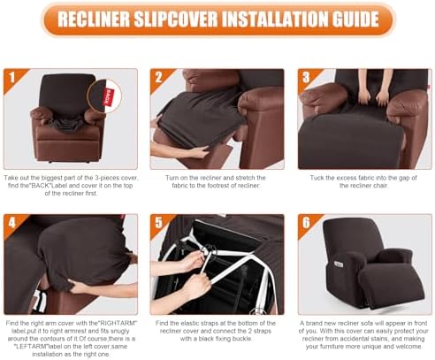 VANSOFY Oversized Stretch Recliner Chair Cover, Chocolate, 1 Seater - Image 3