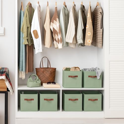 GRANNY SAYS 11 Inch Fabric Storage Cubes, 6-Pack, Sage Green - Image 4