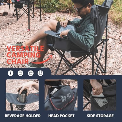 OUTSIDER Heavy Duty Folding Camping Chairs with Cooler,2pc - Image 4