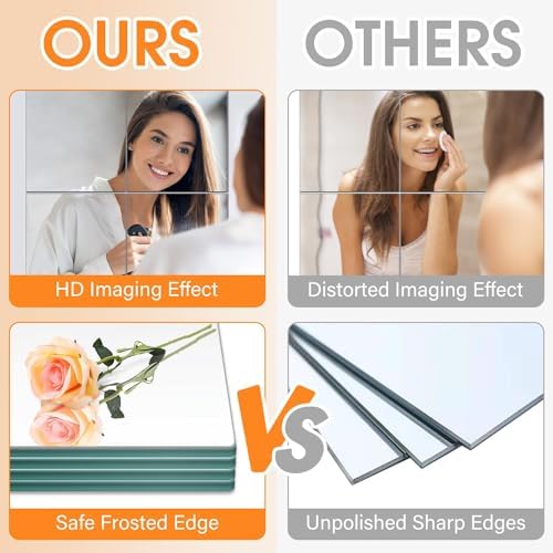 VASUHOME Home Gym Mirrors 14 x12 Inch - 12PCS HD Glass Wall Mounted Mirror Tiles for Home Gym, Bedroom, Living Room, Door, Closet - Image 5