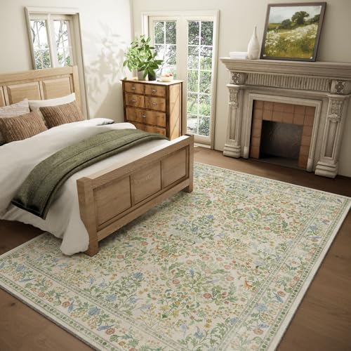 8x10 Area Rugs for Living Room: Washable Bedroom Rug Stain Resistant Non Slip Low Pile Lightweight Soft Carpets for Dining Room Kitchen Nursery Kids Room Farmhouse Living Room Indoor - Image 2