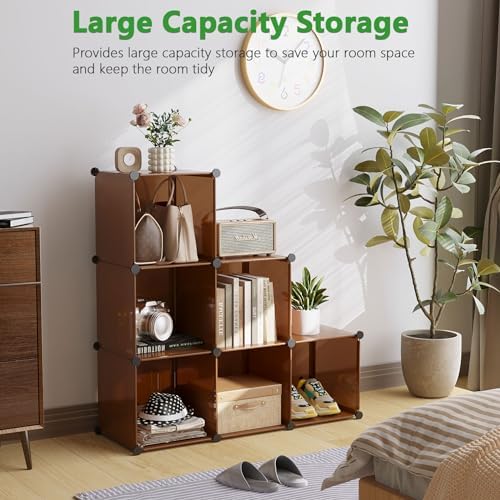 C&AHOME 6-Cube Storage Organizer Cube Shelf Closet Storage Bookcase, Brown - Image 2