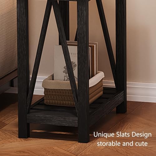 ChooChoo Farmhouse End Table, Narrow Side Table with Shelf - Image 5