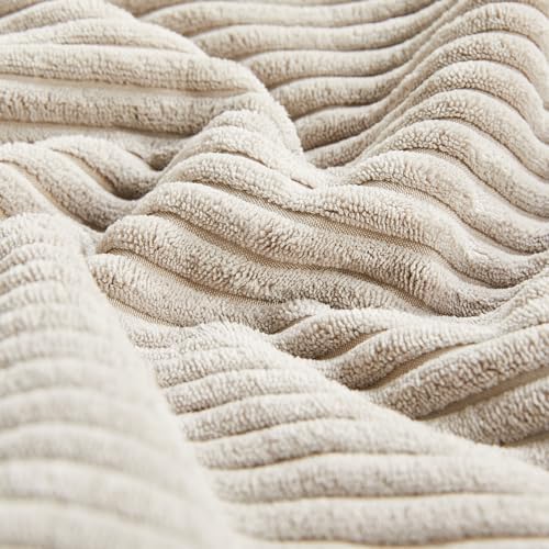 Fancy Homi 2 Packs Neutral Taupe Lumbar Decorative Throw Pillow Covers 20x28 Inch for Living Room Couch Bed Sofa, Farmhouse Home Decor, Soft Striped Corduroy Rectangle Accent Cushion Case 50x70 cm - Image 5