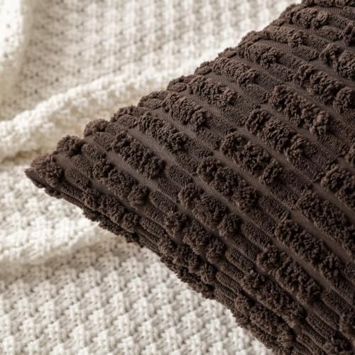 MIULEE Euro Sham Corduroy Decorative Throw Pillow Covers 24x24 Dark Brown - Image 6