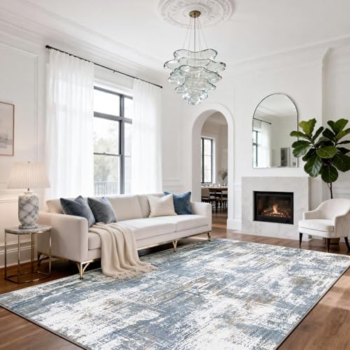 8x10 Washable Area Rugs for Living Room,Bedroom,Dining Room,Playroom - Blue - Image 7