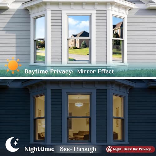 Haton Window Tint for Home, One Way Film, Blue Silver 17.5" x 78.7" - Image 4