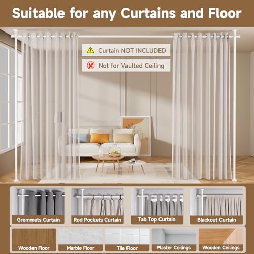 Room Divider No Driling Curtain Rods,Wide Wall Divider for Room Separation - Image 5