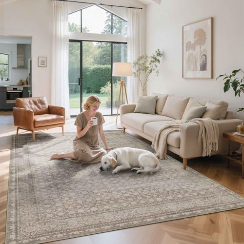 Rugxara Beige Neutral 6x9 Washable Area Rug for Living Room - Image 2