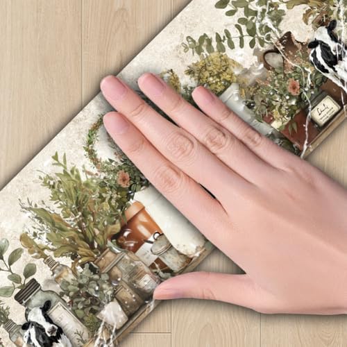 Farmhouse Wallpaper Border Wall Border Trim Peel and Stick 19.7 x 4 Inch Cattle Floral Jar Pattern PVC Decorative Molding Stickers for Bathroom Laundry Kitchen Backsplash Home Decoration - Image 3