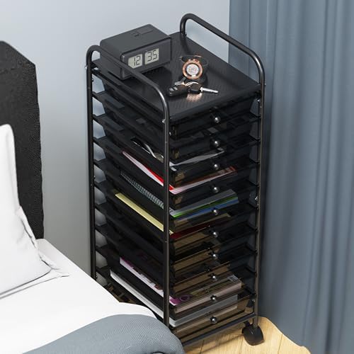 Simple Houseware 10 Drawers Rolling Utility Cart Organizer, Black - Image 6