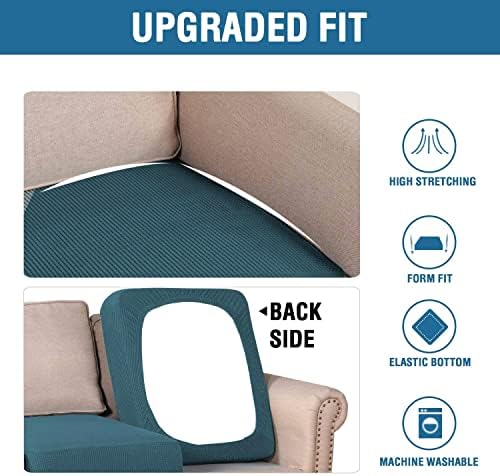 H.VERSAILTEX Super Stretch Individual Seat Covers - Sofa & Couch Cushion Slipcover Sets (Thick Jacquard Textured Twill Fabric, Deep Teal) - 2 Piece Large - Image 6