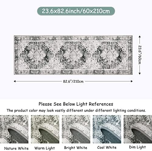 Moynesa Ultra-Thin Washable Runner Rug 2x7 for Hallway Non-Slip, Grey Kitchen Runner Rugs with Rubber Backing, Long Non Shedding Low Pile Bedroom Bedside Carpet for Bathroom Laundry Living Room - Image 2