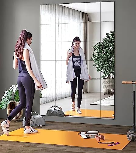 9PCS Wall Mirror Tiles, UpgradeShatterproof Self-Adhesive Full Length Mirror for Bedroom, Bathroom, Home Gym - Frameless Acrylic Tiles for Home Decor 17.8'' x 12'' - Image 5