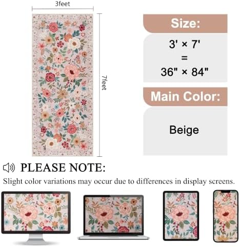 DUKINO 3x7 Kitchen Runner Rug, Washable Rug for Hallway Non Slip, Beige - Image 2