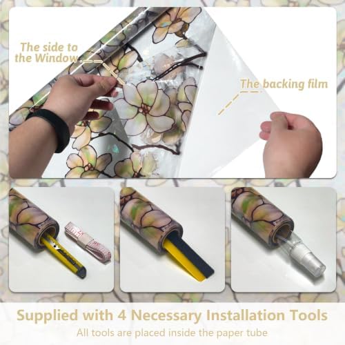 Kromapolis Window Privacy Film,Stained Glass Magnolia Floral 35.4″ x 157.4″ - Image 7