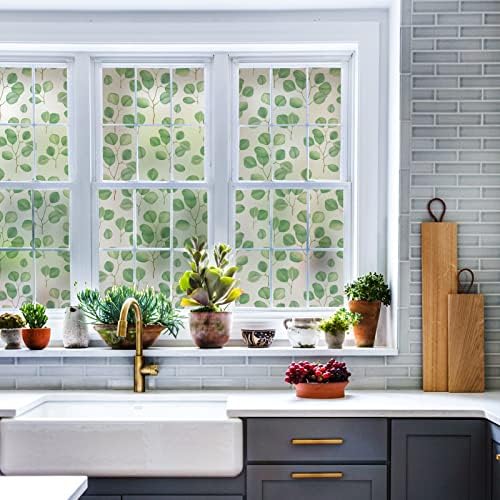 DKTIE Retro Leaves Pattern Two-Way Window Film Privacy 35.4" x 78.7" - Image 3
