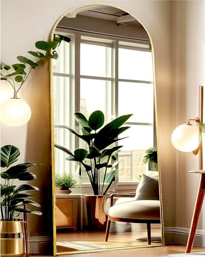KOMCOTE 71x28 Inch Arched Floor Mirror - Full Length Gold Standing Mirror for Bedroom, Living Room, Dressing - Tall Leaner Mirror with Arch Design, Wall or Free-Standing Decor - Image 3