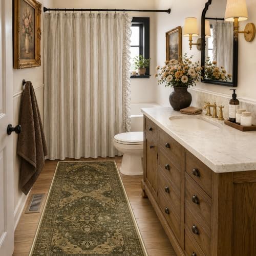 RELEANY Washable Area Rug, Runner 2'x6', Brown/Dark Brown - Image 2