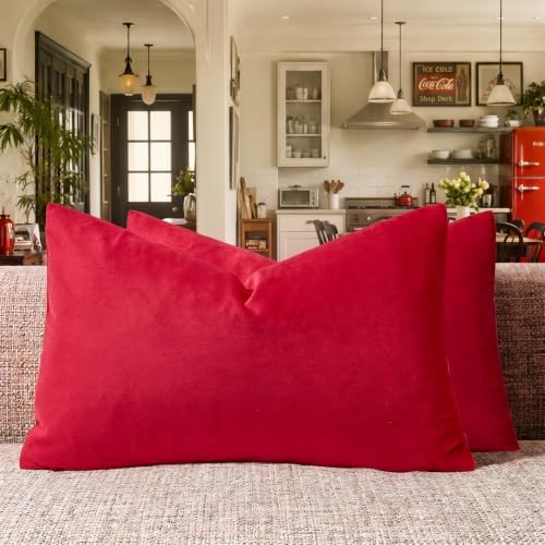 GIGIZAZA Red Pillow Covers 12x20 Decorative Pillows Pack of 2 by GIGIZAZAFocusingonhomedecoration